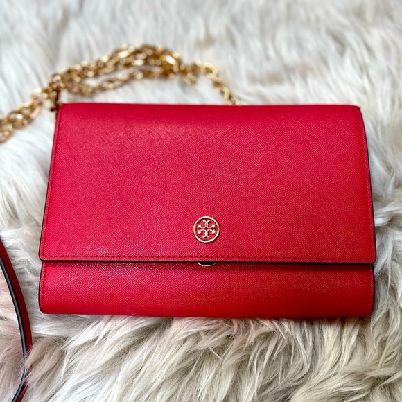 Tory Burch Robinson Chain Wallet / Mini Bag in Bright Red - New with Tags! - Picture 2 of 15